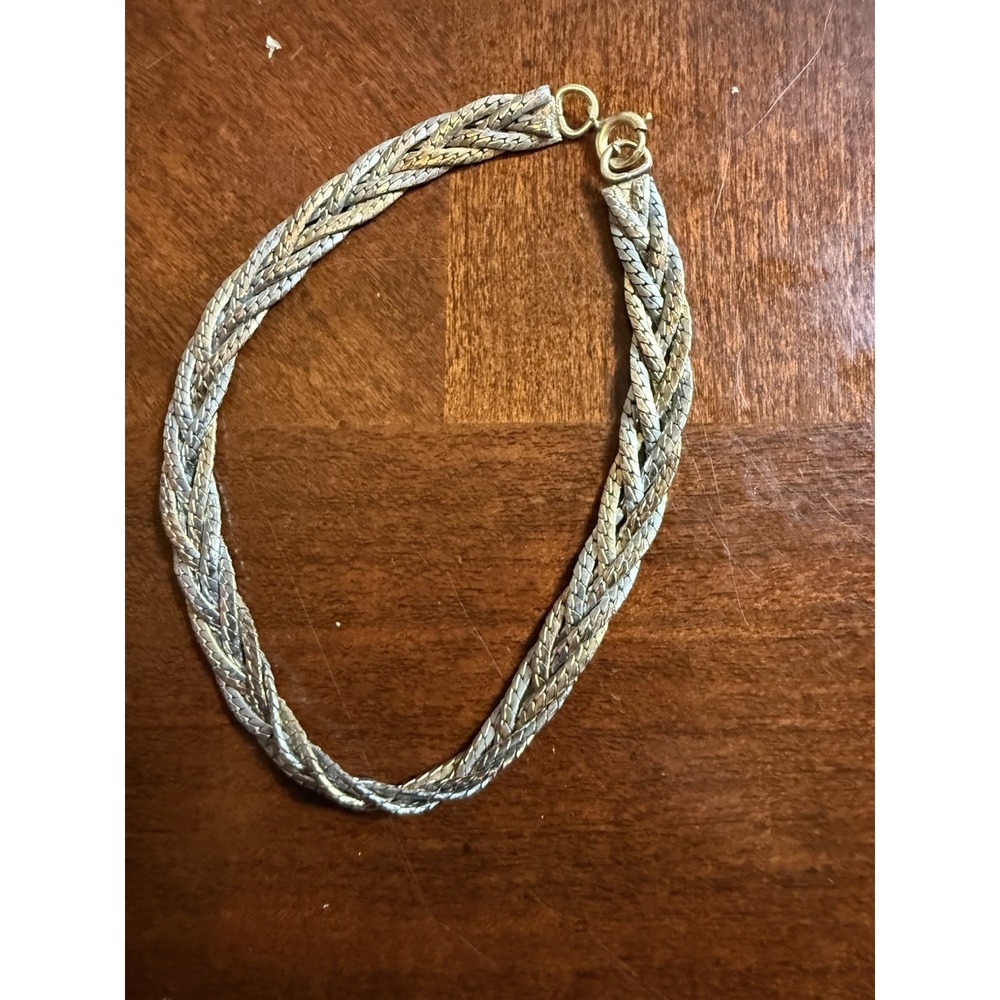 1/20‎ 12K GF Clasp Vtg Braided Mixed Metal Bracelet Southwestern Boho